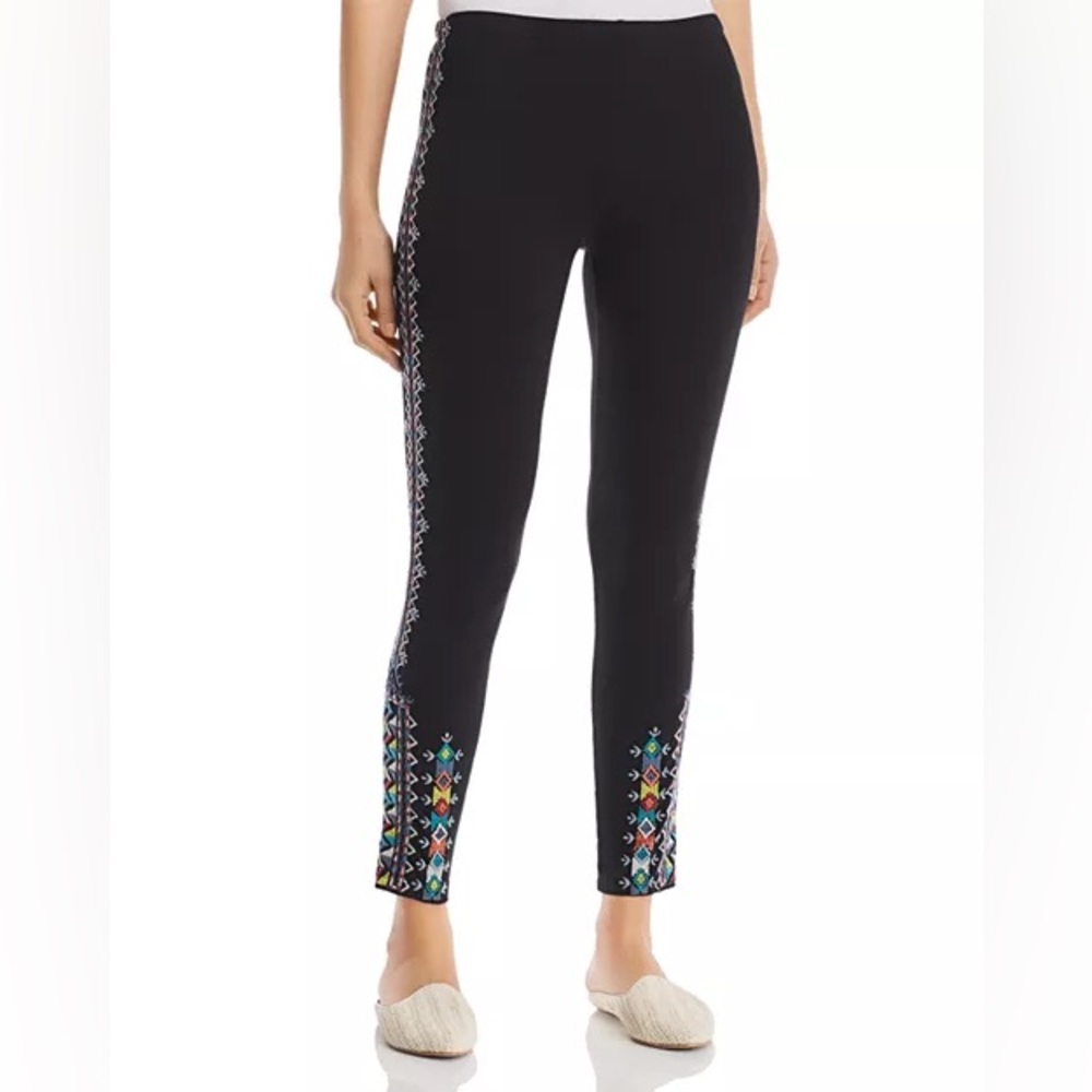 Johnny Was Amaris Embroidered Leggings JW Los Angeles Black Embroidered XS